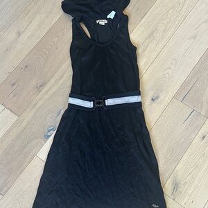Chic Black Midi Dress with Belt